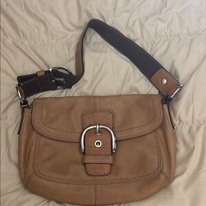 Coach Tan and Brown Leather Shoulder Bag